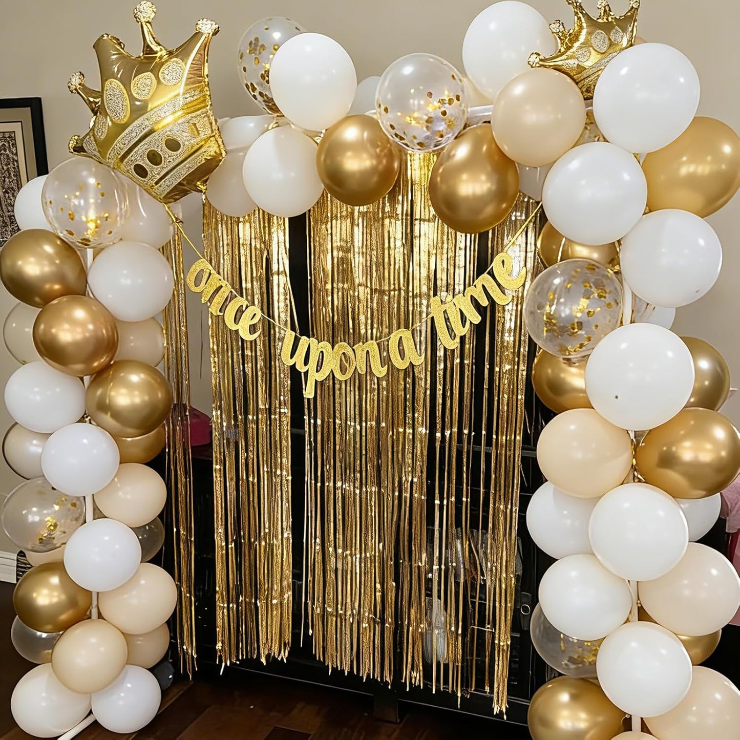 Skiennix White and Gold Confetti Balloons - 50pcs 12 Inch Metallic Latex for Celebrations