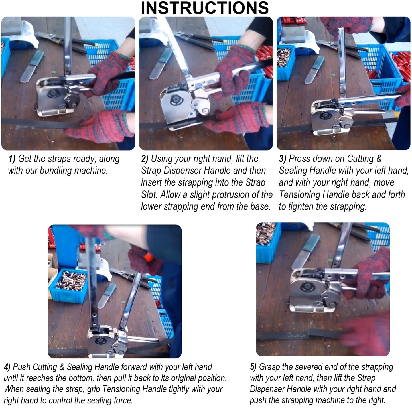 sliyxtwio Steel Strapping Tool for 1/2’’ to 3/4" Width Steel, 3-in-1 (Tensioner, Crimper, Cutter) Heavy Duty Metal Straps Packaging Machine, Manual High Tensile Strapping Tensioner Banding Tool