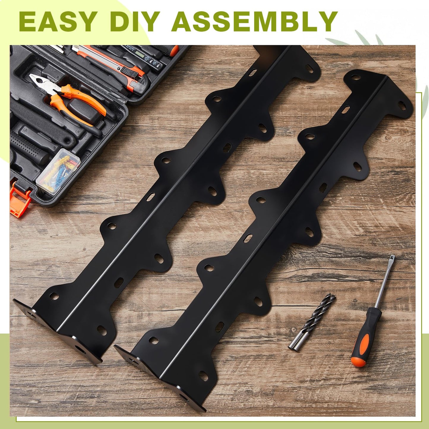 ElaraBerry 6 Pack Gaga Ball Pit Brackets 25 x 5 Inch 120 Degree Heavy Duty Steel Corner Brackets with Bolts Nut Washers Outdoor Playground Frame Connectors for Wood Boards