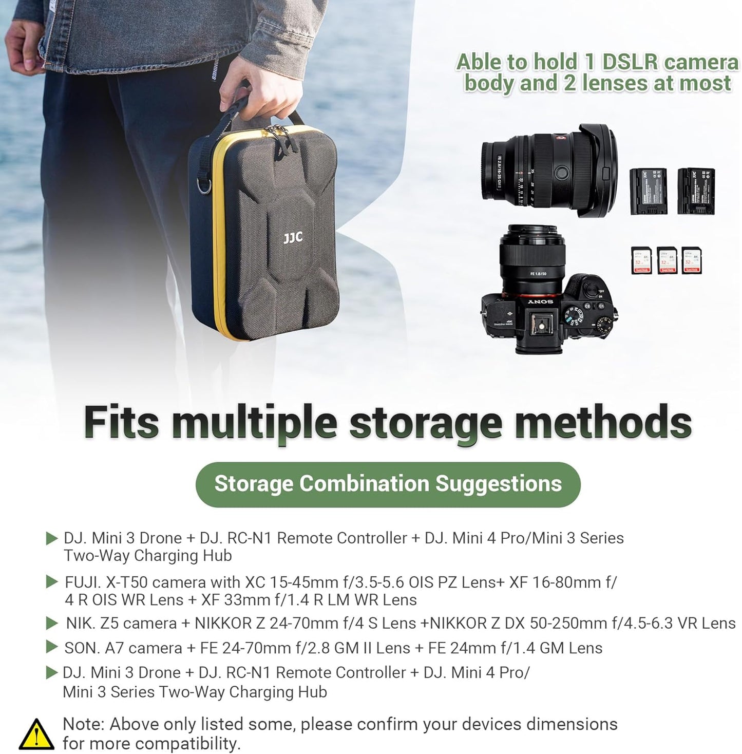 2 Hard Shell EVA Camera Case With Removable Dividers,Waterproof Camera & Lens Storage Carrying Bag for Canon Nikon Sony