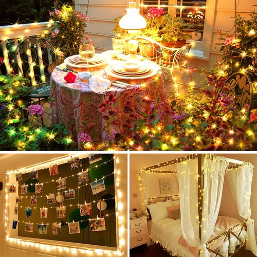 KNONEW 203FT 600 LED Outdoor Fairy Lights - Waterproof Christmas Decor with 8 Modes | Warm White