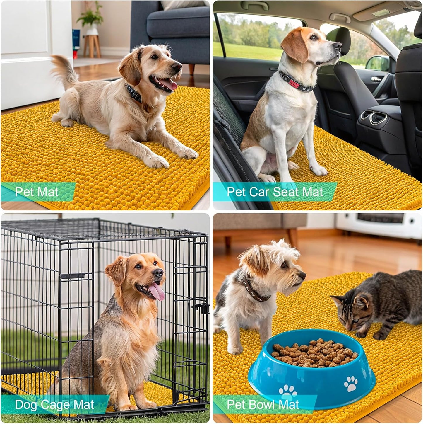OLANLY Dog Door Mat - Absorbent Non-Slip Washable Doormat for Muddy Paws | 47x32 Golden Yellow