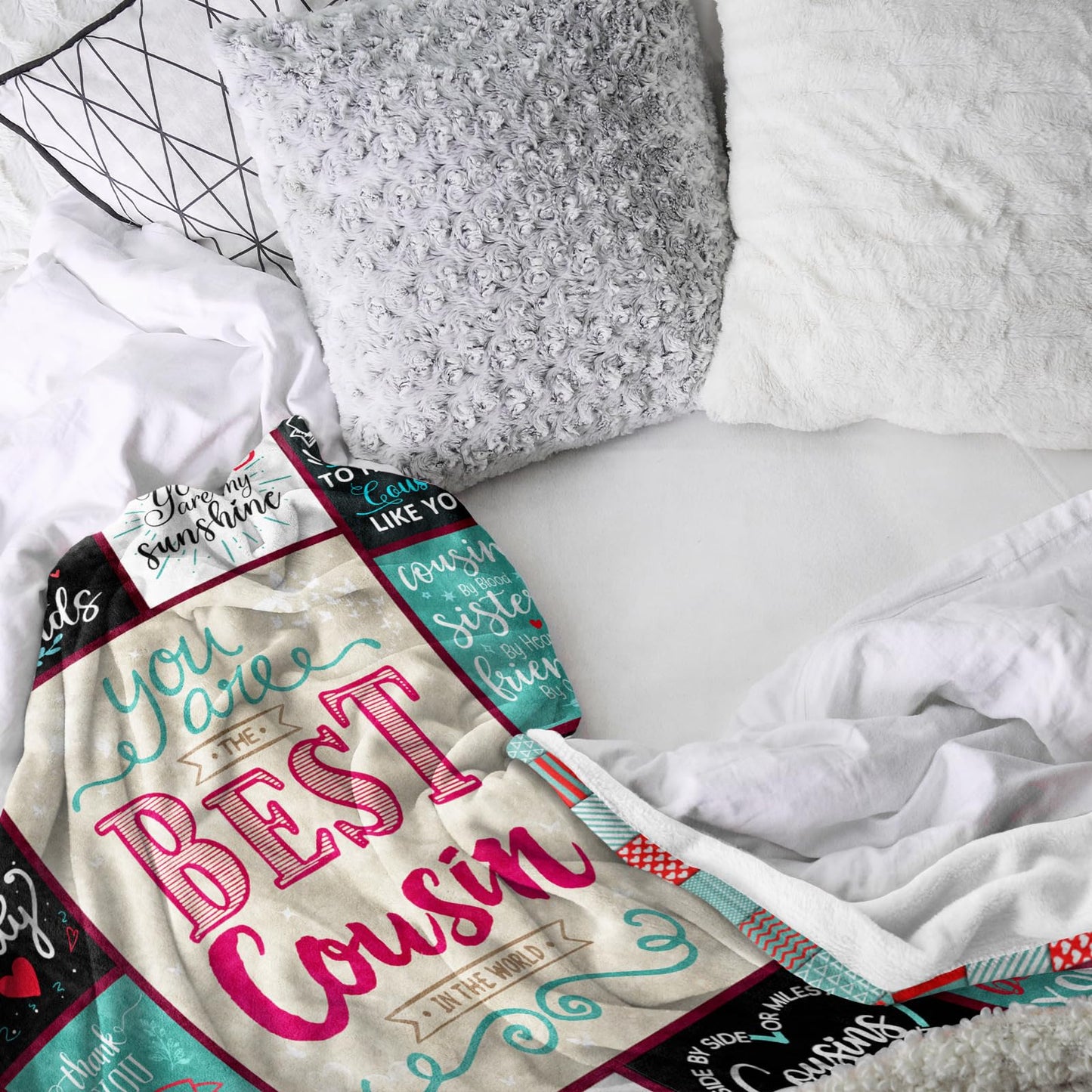 TOBUNKIEN Cousin Gifts for Women - Cousin Birthday Gifts - Birthday Gift for Cousins Female - Best Cousins Ever Gifts Blanket 60"X 50"