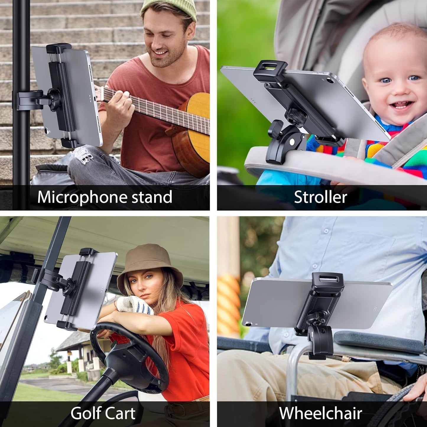 CreaDream 4.7-13" Tablet Holder Mount for Spin Bike, Tablet Clamp for Treadmill, Indoor Stationary Bike, Stroller
