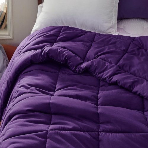 Bedsure Comforter Duvet Insert - All-Season Twin Size Quilted Down Alternative Blanket, Purple 88 x 68 Inches