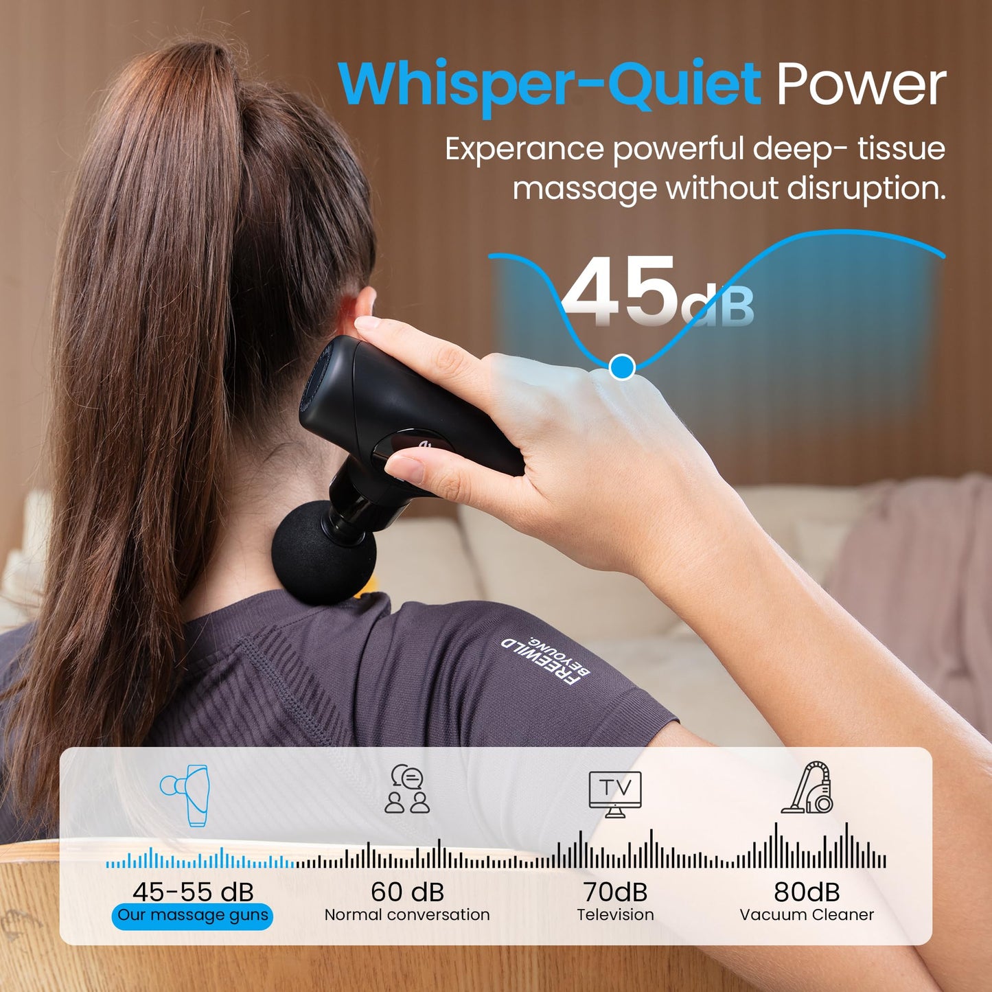 NAPRE 3-in-1 Detachable Massage Gun,Mini Massage Gun Deep Tissue with Extension Handle,Portable Handheld Percussion Muscle Massager for Back/Neck/Body,Small & Quiet,5 Heads,with Case