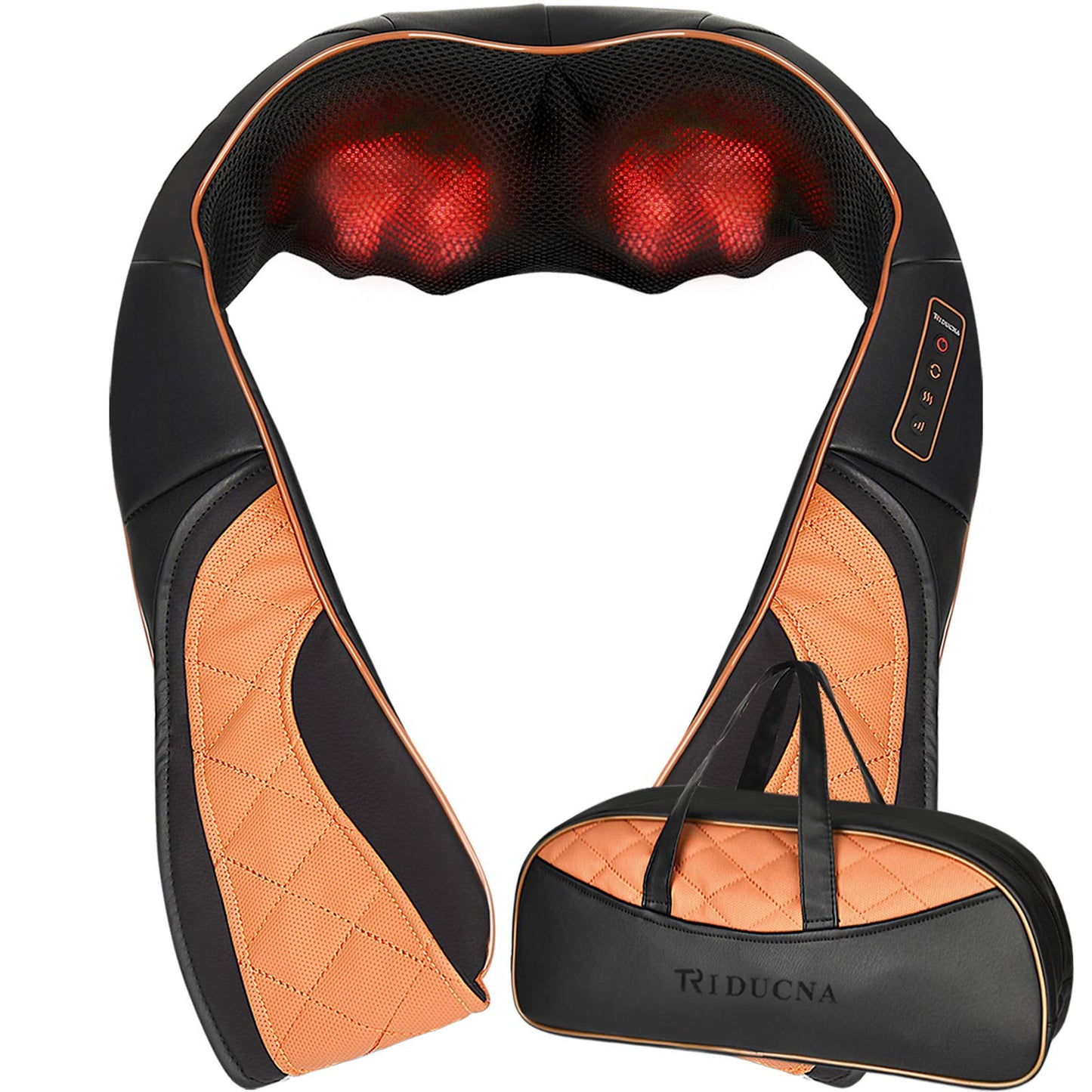 TRIDUCNA Shiatsu Neck Shoulder Back Massager with Heat and Carry Bag - Electric Massage Pillow with Deep Tissue Kneading for Lower Back, Calf, Leg Massage - Use at Home, Office, and Car