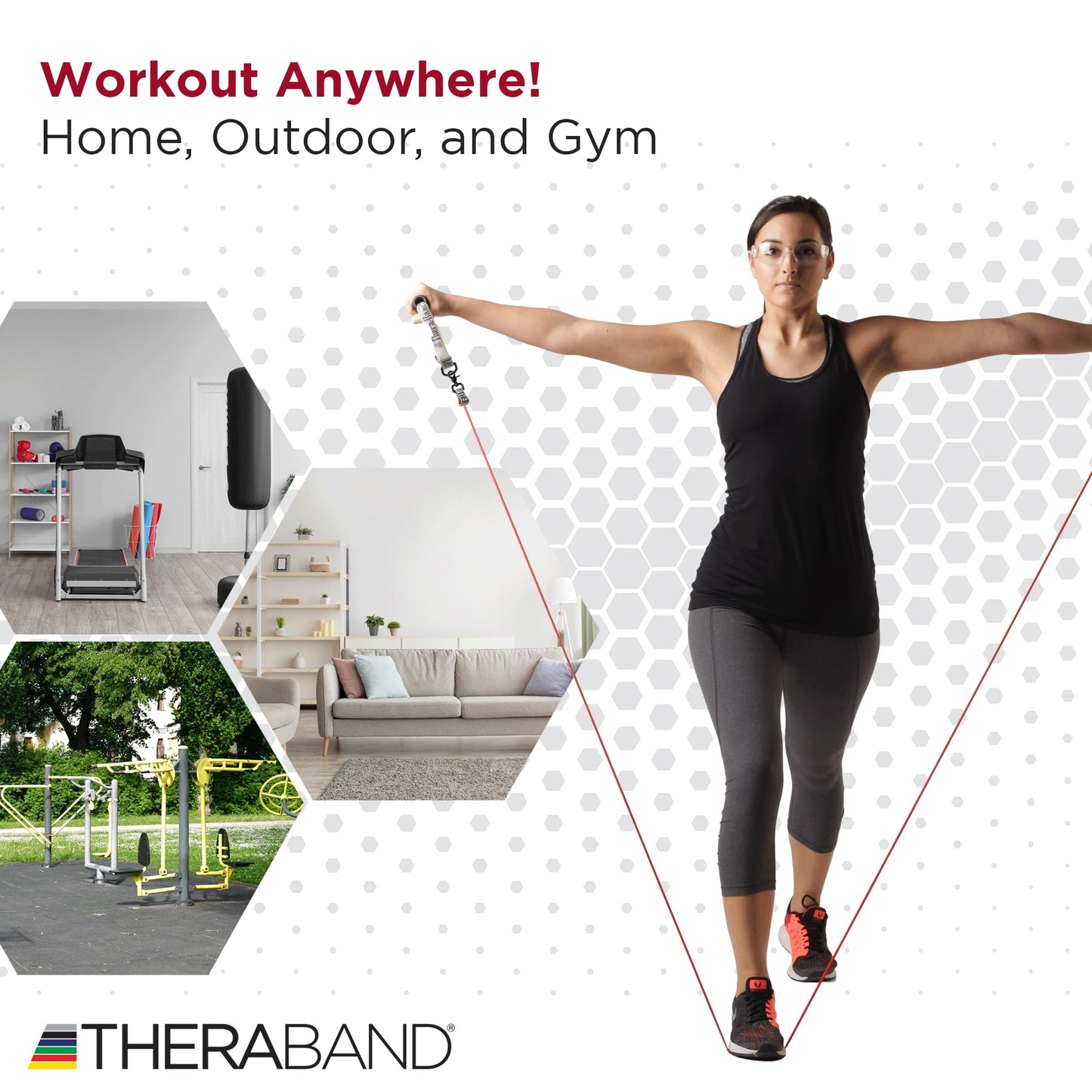 THERABAND Resistance Tubing with Connectors for Wall, Rehab & Wellness Station, Medium Level 3, Set of 2, 24-Inch Red Tubing for Physical Therapy, Exercise, Rehab, Clinics & Pilates, Latex Tubes