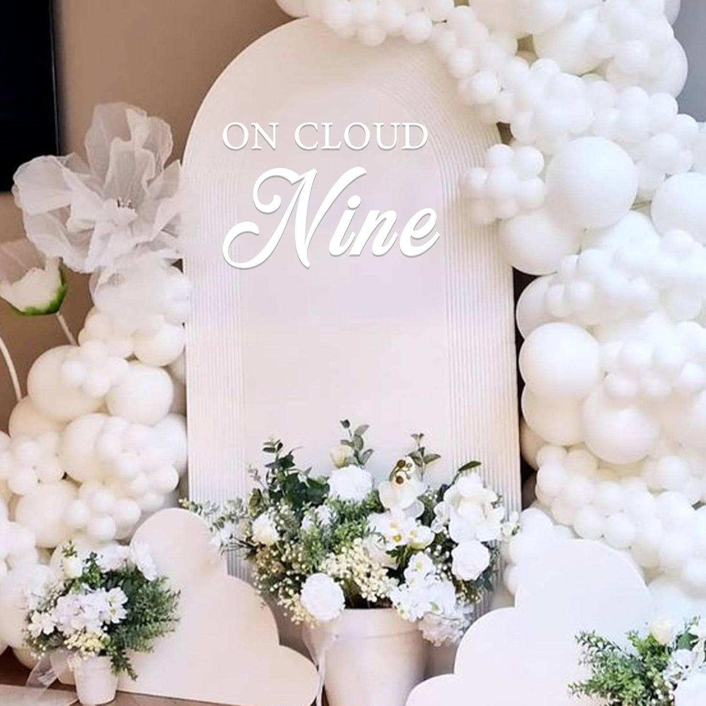 On Cloud Nine Baby Shower Decal Sign - Stylish Wall Sticker for Decor | White Acrylic Design