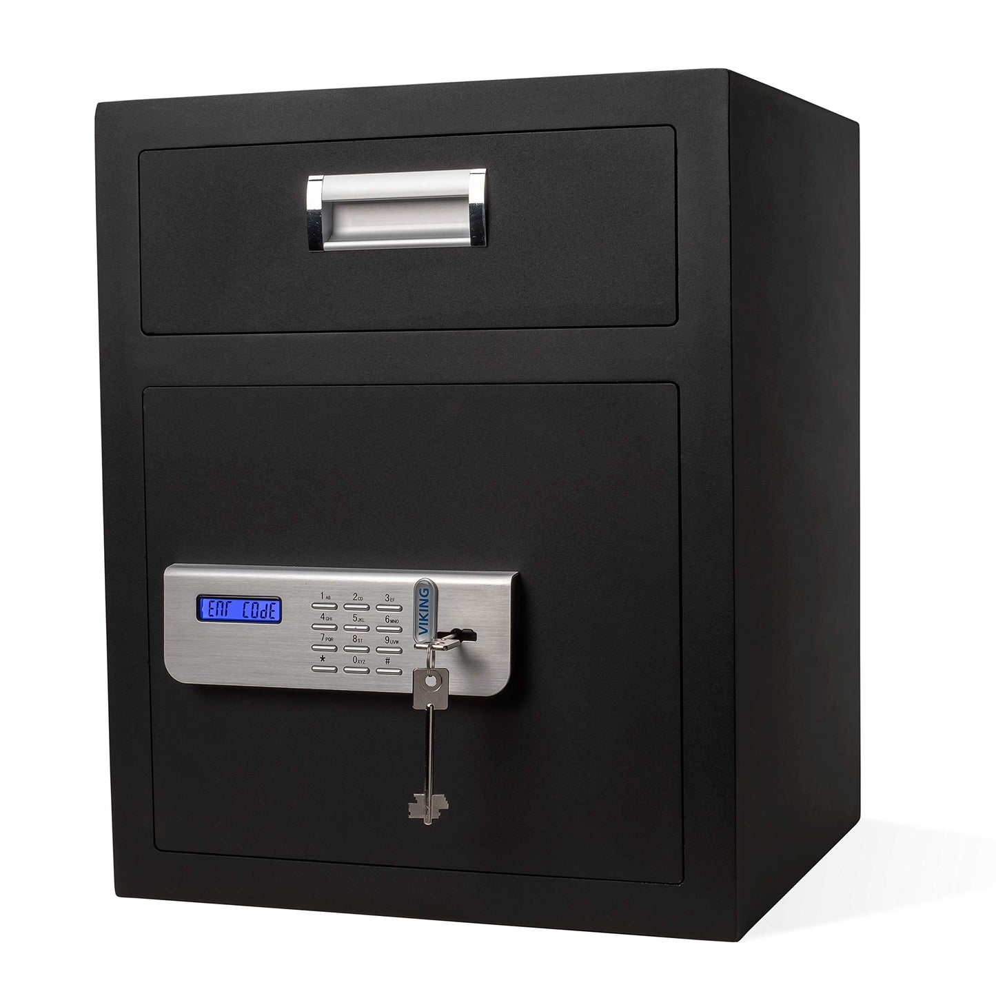 Viking Security Safe VS-48DS Heavy Duty Depository Safe with Drop Slot – Large Digital Keypad Box for Cash, Documents & Valuables – Anti-Fish Design, Motorized Lock, LED Light – For Business Use