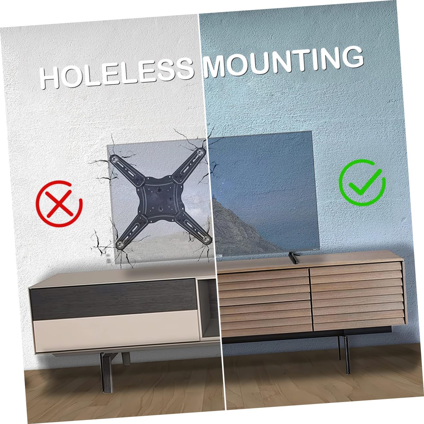 Happyyami 2Pcs Tv Mounting Brackets Stable Tabletop Tv Stand Holder with Non Slip Base Easy Installation No Drilling