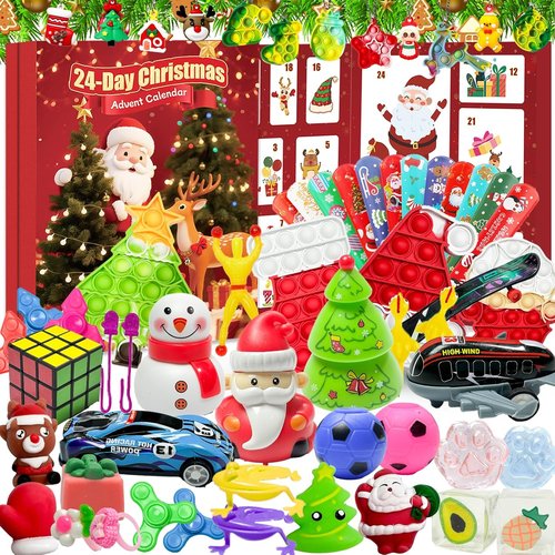 Fidget Advent Calendar 2025 - Christmas Countdown with 24 Surprising Fidget Toys | Perfect Stocking Stuffer for Kids