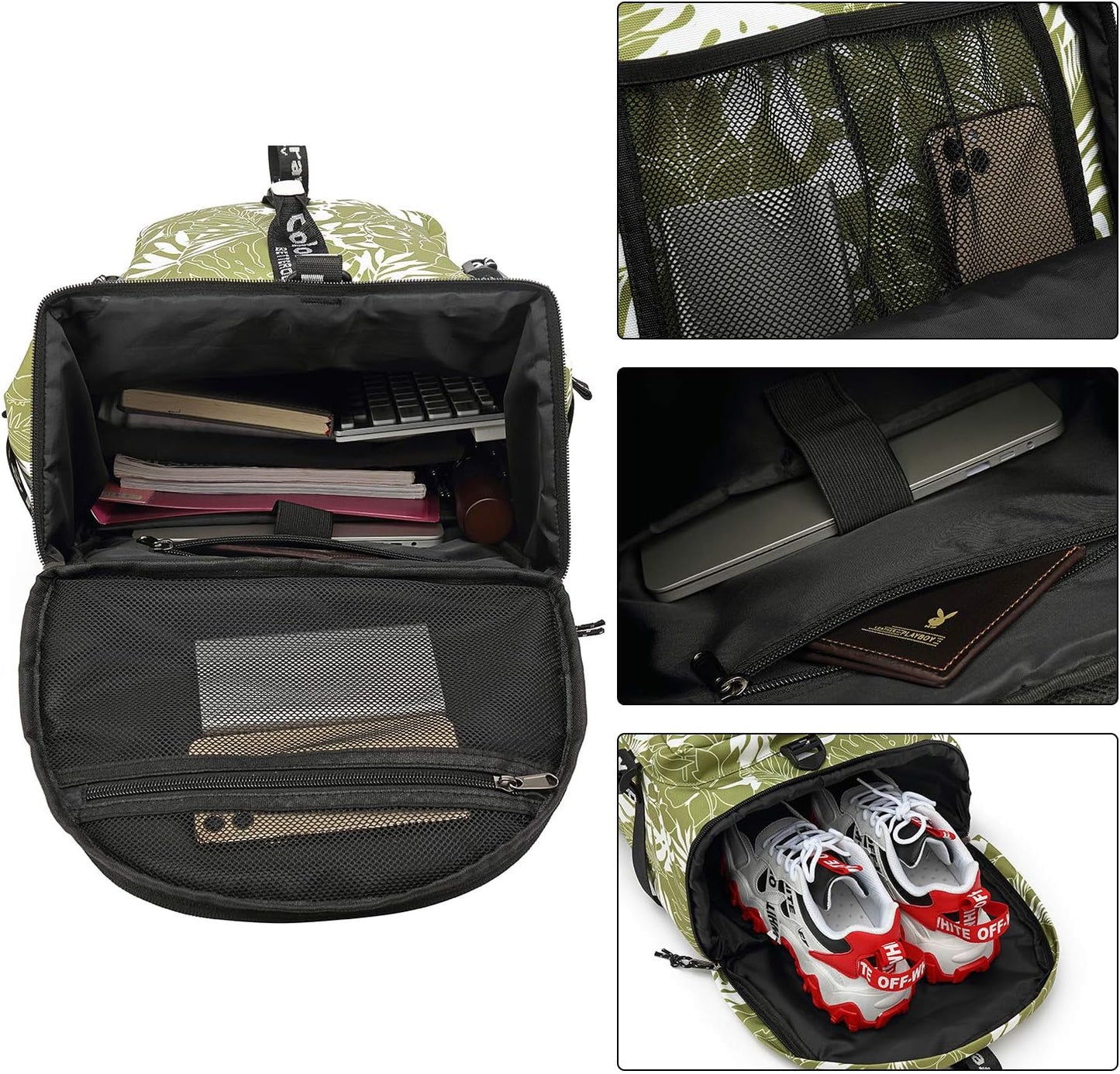 Backpack 4-Way Kalesi Gym Duffle Bag Waterproof with Shoes Compartment for travel Sport Hiking laptop (olive-green)