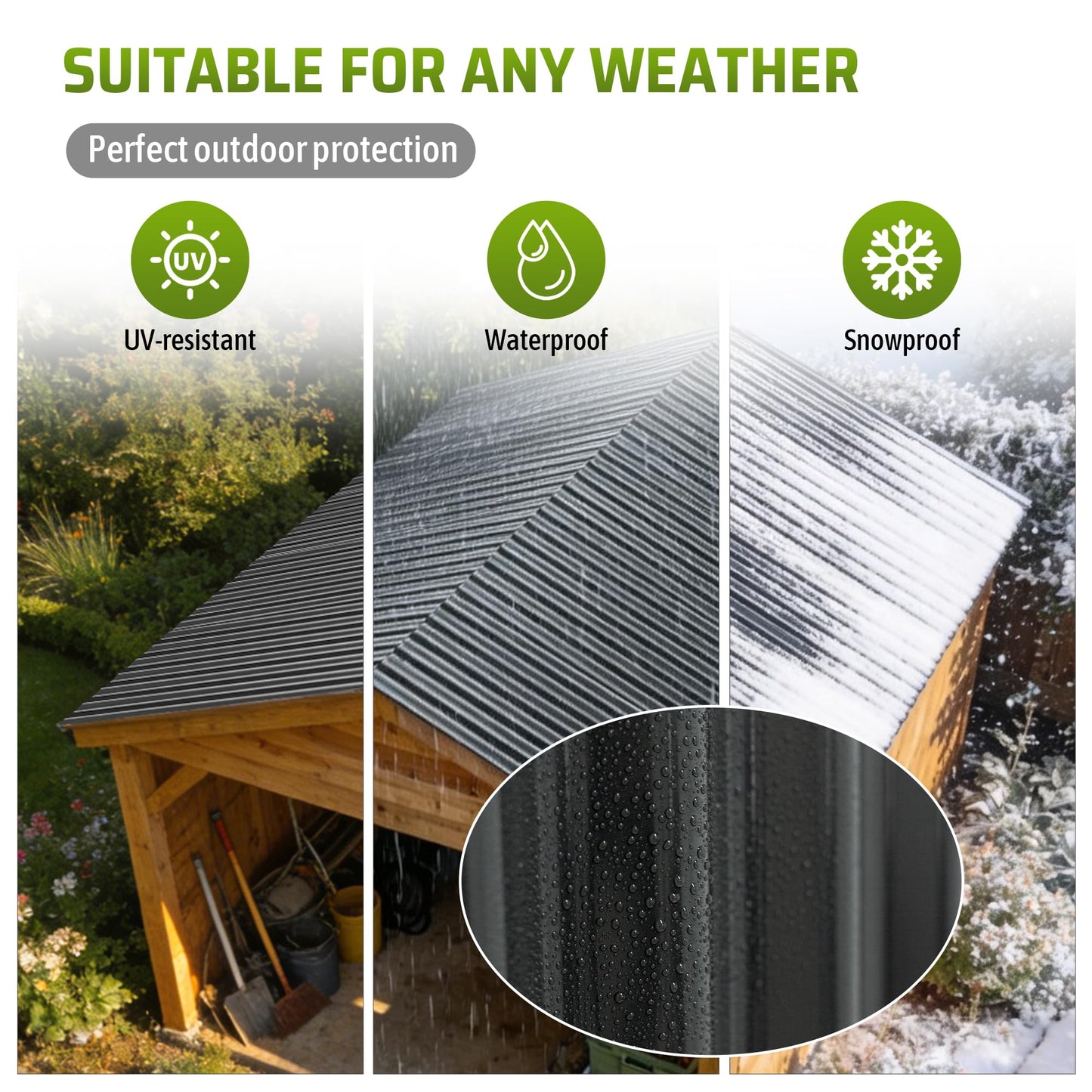 Corrugated Metal Roof Panels 25Pcs 60.6×20.5 Inches with Screws, Outdoor Steel Roofing Panels Wall Panel Sheets for Sheds, Chicken Coops, Terraces, and Garages, Black
