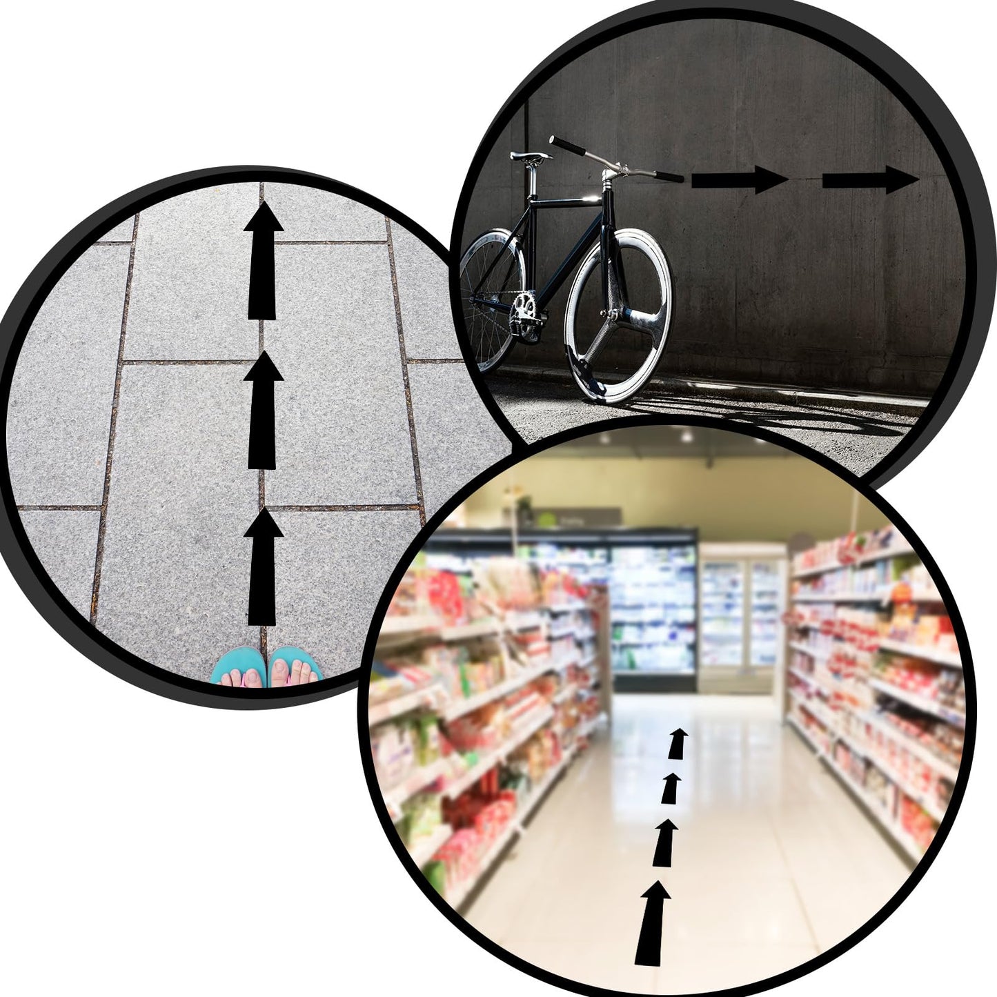 Ymapinc 7.87"x2.36" Black Arrow Stickers for Signs, 12 Pack Waterproof PVC Floor Decals, Self-Adhesive Directional Arrow Outdoor, Small Directional Arrows for Road Instructions & Direction Marking