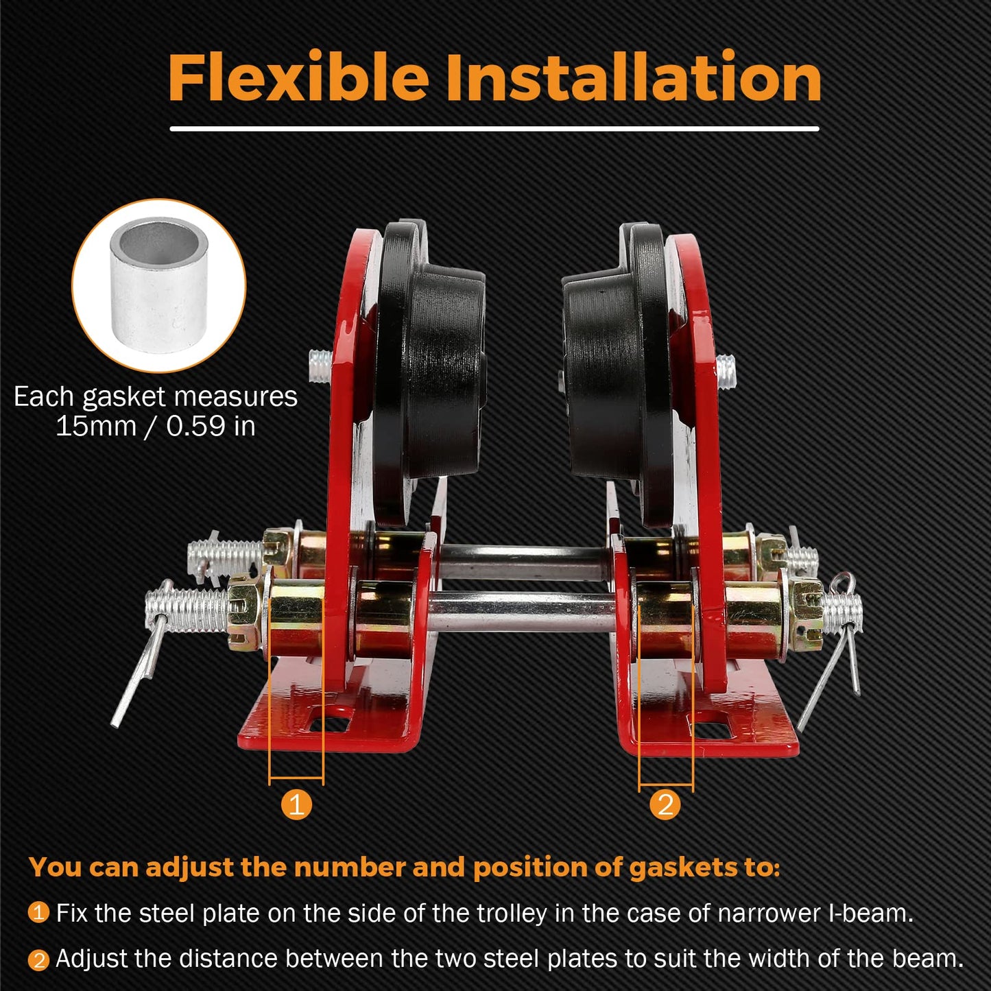 BEAMNOVA 1-Ton & 0.5-Ton Electric Hoist Manual Trolley for I-Beam