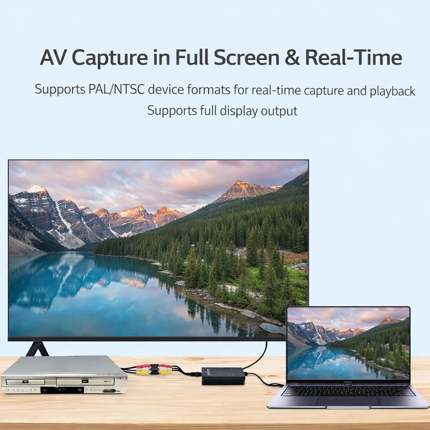 ELECABLE 2-in-1 Hi8 VHS to Digital Converter, RCA to HDMI & USB Video Capture Card, Analog AV to HDMI Display & USB