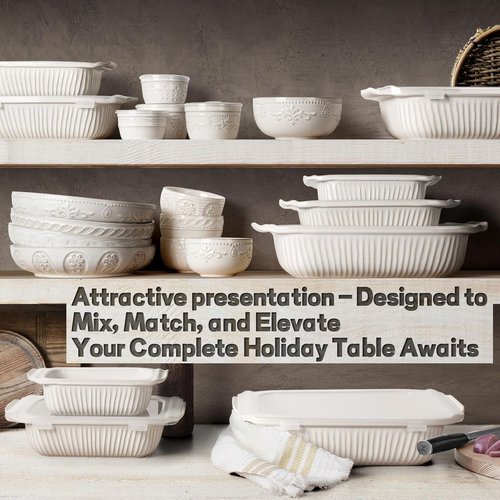 Artena Casserole Dishes - Large Ceramic Baking Dish Set with Handles | 3-Piece Bakeware (5.1Qt/2.3Qt/1.1Qt)