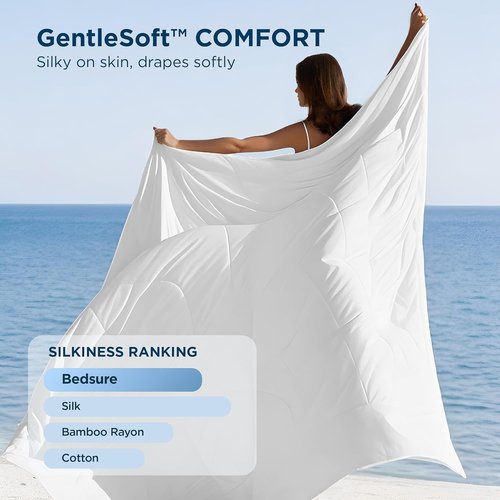 Bedsure Cooling Comforter - King Size GentleSoft Moisture-Wicking Blanket for Hot Sleepers | Breathable Dual-Sided Duvet, White 102x90 Inches