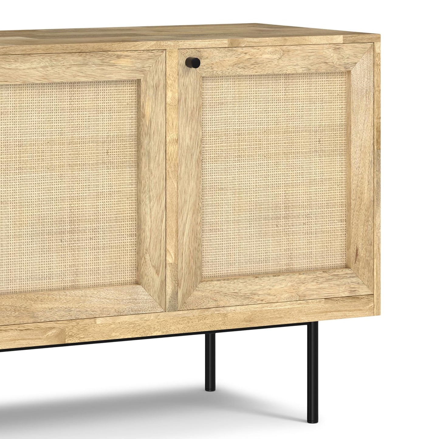 SIMPLIHOME Reeves 57 inch x 18 inch Rectangle Contemporary Modern Sideboard Buffet in Natural for The Dining Room and Kitchen