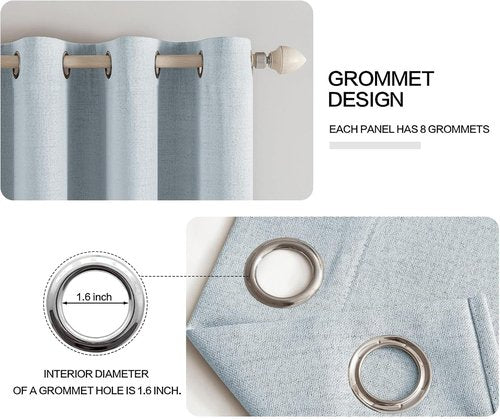 MIULEE Blackout Curtains - 100% Thermal Insulated Chambray Blue Grommet Drapes | Luxury Room Darkening, 52 x 45 Inch (2 Panels)