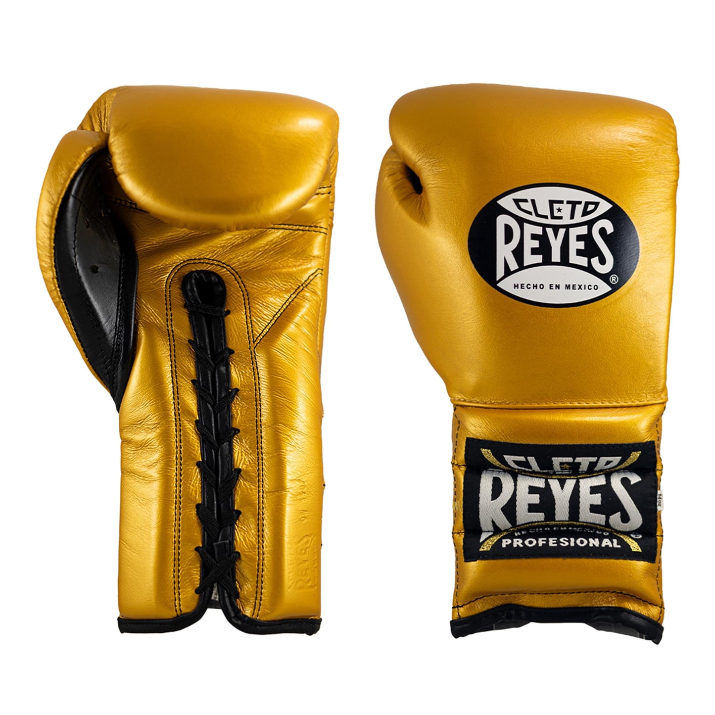CLETO REYES Traditional Professional-Grade Boxing Gloves with Laces for Training, Sparring and Heavy Punching Bags for Men and Women, MMA, Kickboxing, Muay Thai, 16oz, Solid Gold CRE