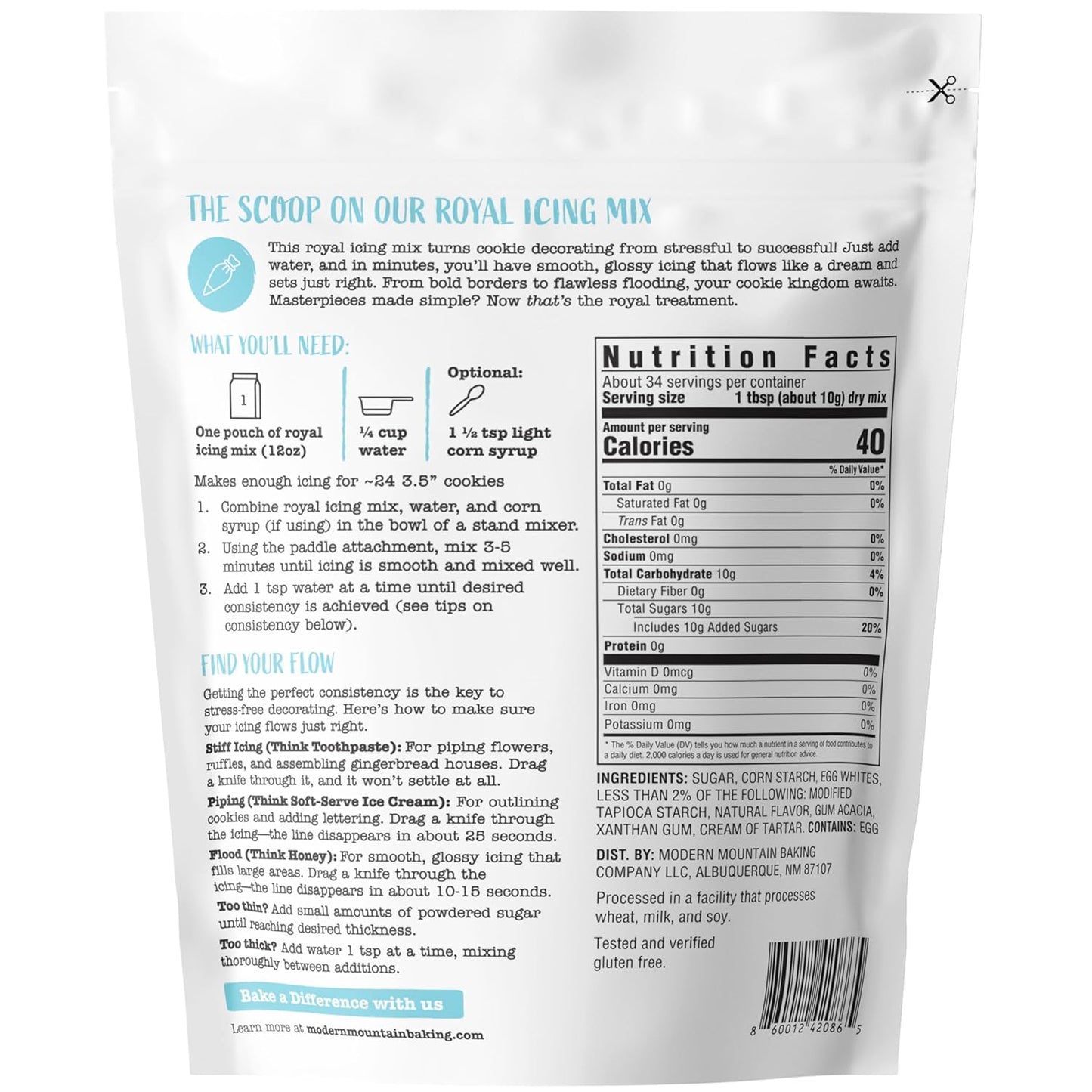 Royal Icing Mix - Premium 12oz Icing for Sugar Cookies | Easy to Use, Naturally Flavored, Gluten-Free