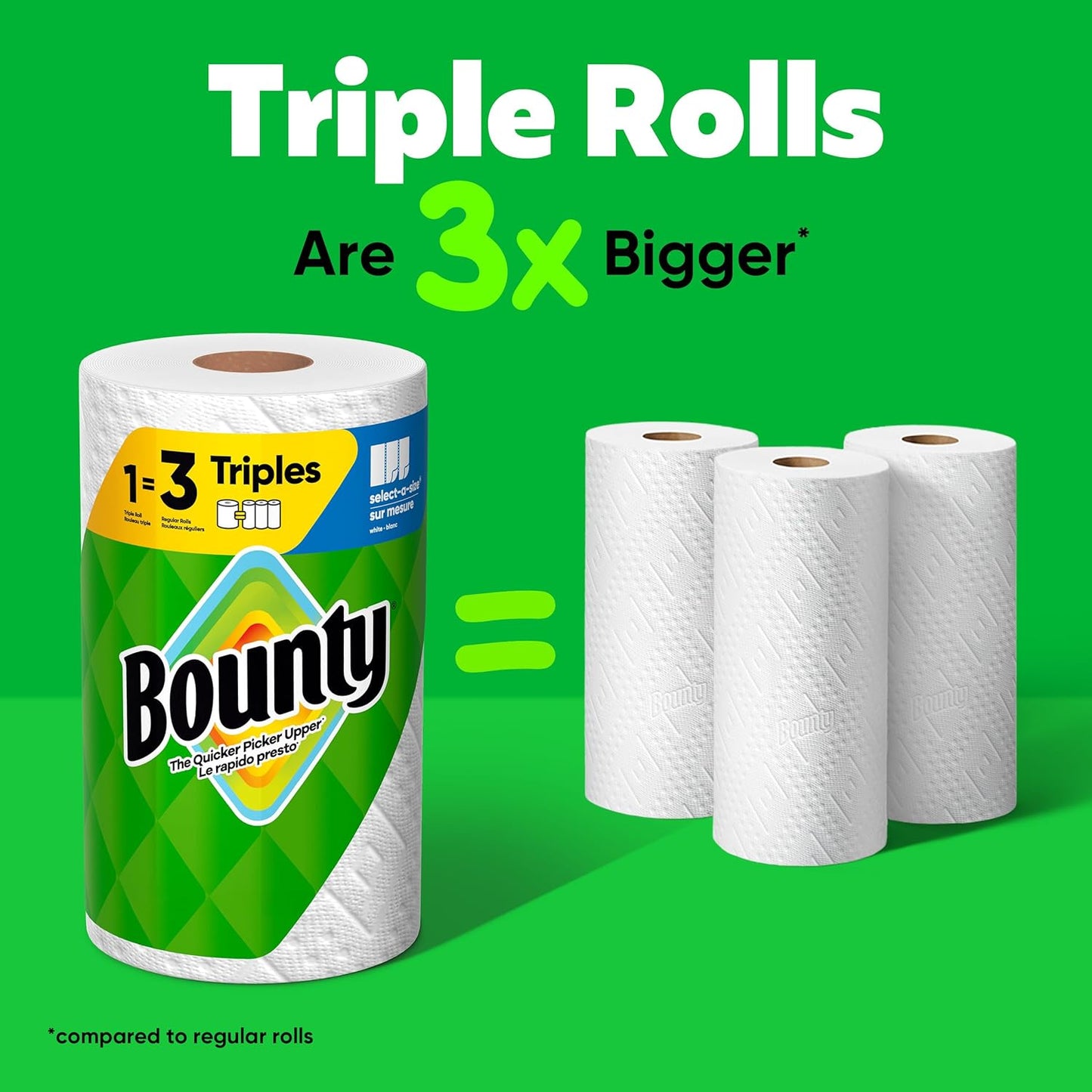 Bounty Select-A-Size Paper Towels - White, 2 Triple Rolls (Equivalent to 6 Regular Rolls)