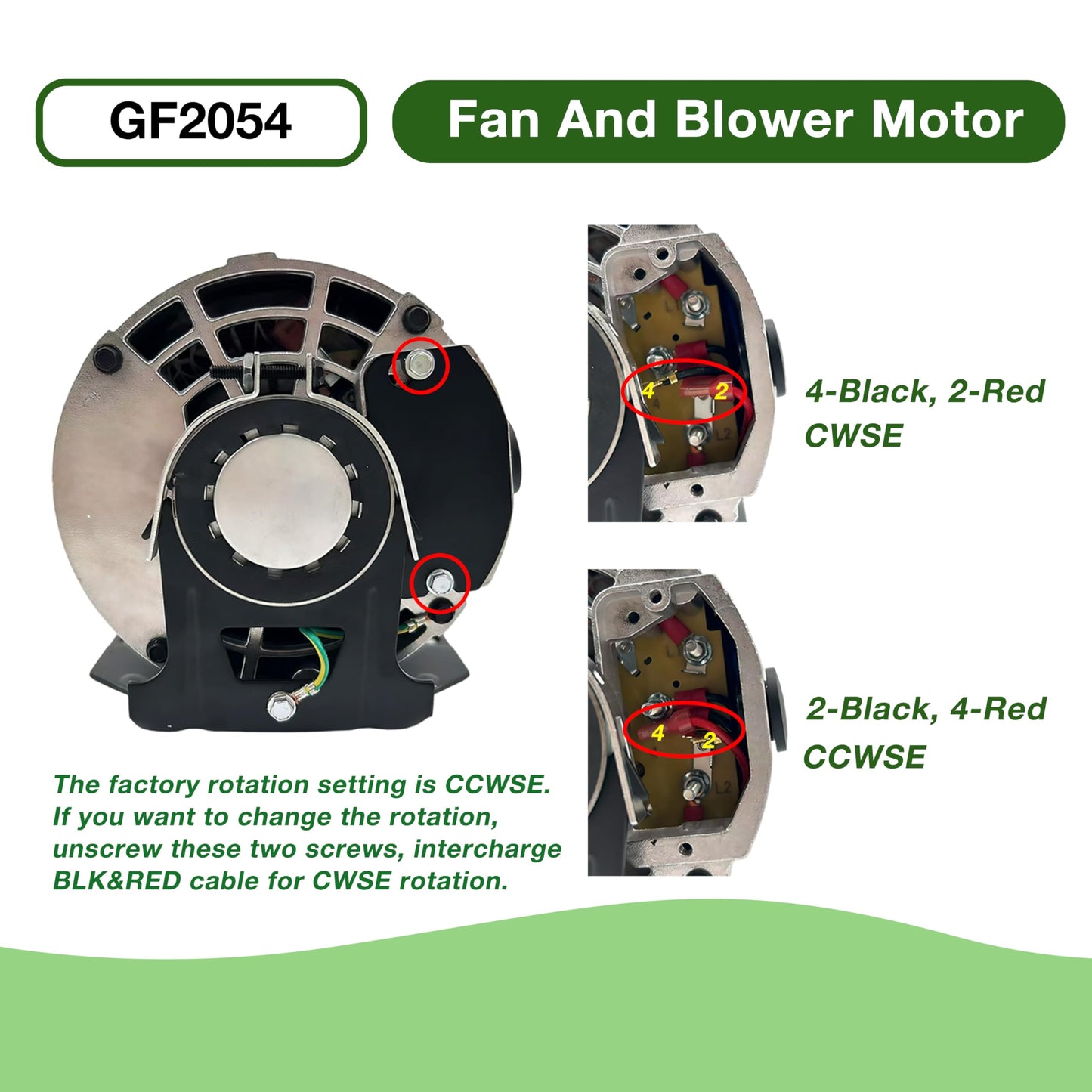 CHIOWO GF2054 Blower Motor 1/2 hp 115 Volts 7.2A 1725 RPM 60Hz 48 Frame Belt Drive Replacement for AO Smith BF2054 Packard 45012 GE 4708 Emerson 8200