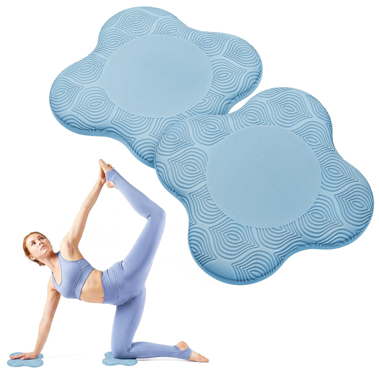 Yoga Knee Pads Set of 2 – Extra Soft Non-Slip Yoga Knee Pad Cushion for Knees Elbows Wrists – Pilates & Workout Knee Pads for Floor Exercises, Kneeling, Stretching, Fitness, Blue