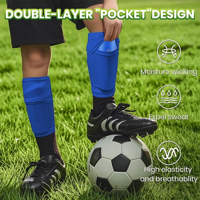 Shin Guards Soccer Kids 2025 Version High-Density Foam Soccer Shin Guard with Sleeves Shin Protective Pads for Kids Daily Practice School Competitions Outdoor Play