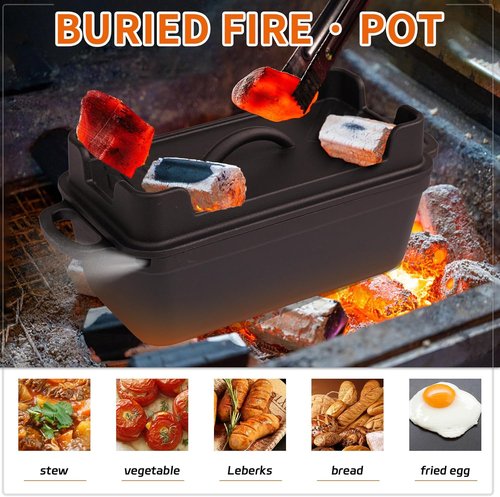 Cast Iron Combo Cooker by [Brand Name] - 2.5QT Pre-Seasoned Dutch Oven & Grill Pan | Versatile 2-in-1 Skillet for Baking & Searing