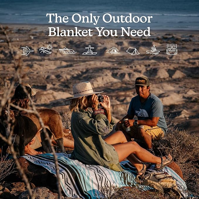 Nomadix Festival Blanket - Perfect for Picnics, Camping, & Lawn Seating - Plush Top & Water Resistant Base - Made with Post Consumer Recycled Materials - Barton Blue - 60x72