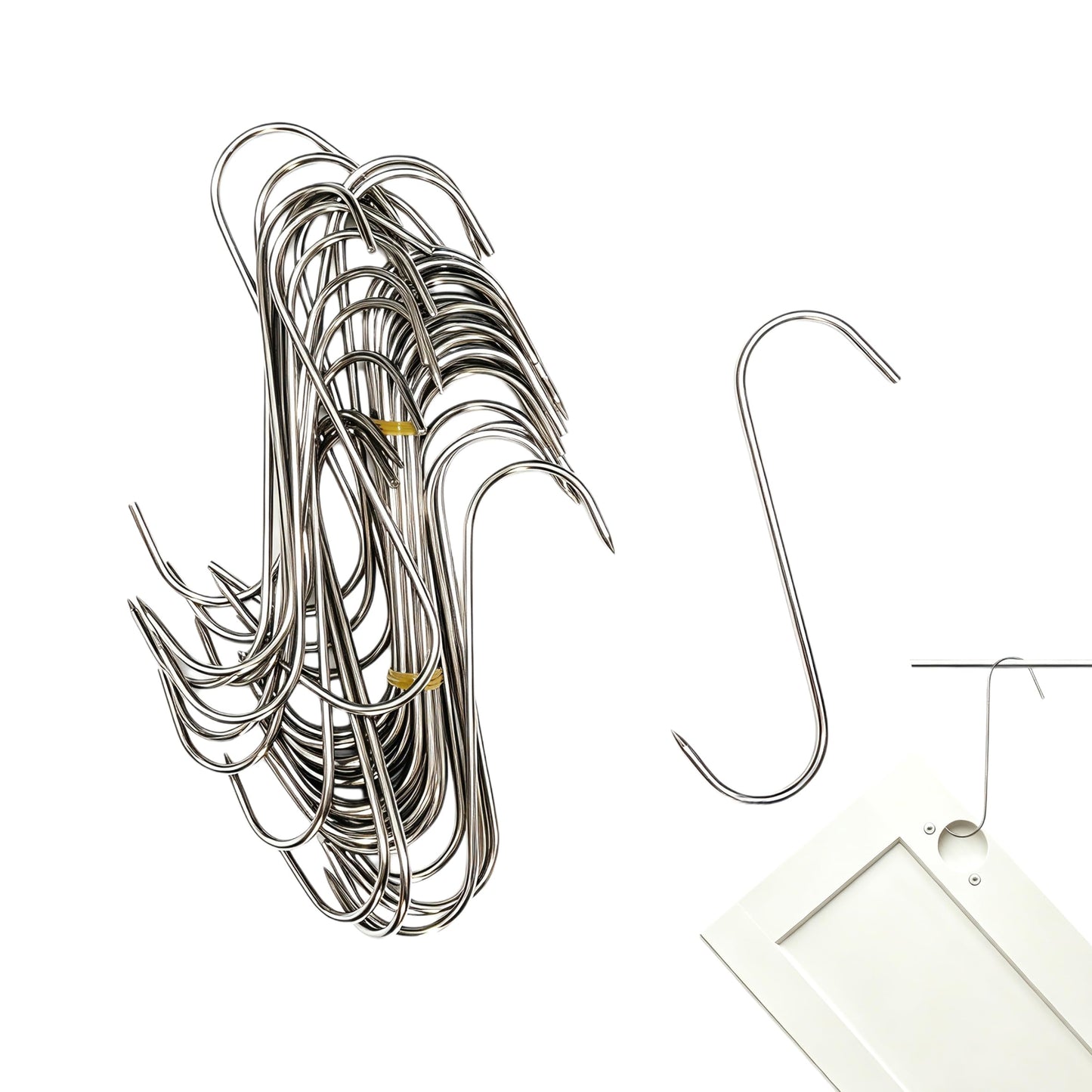 Mitoltpoci 40 Pack S Hooks Sharp Tip Lock Hooks for Powder Coating Bundle with Cabinet Door Painting Hanger System with Drying Rack – Includes 10Pack Metal Hangers with 50 Zinc Screws