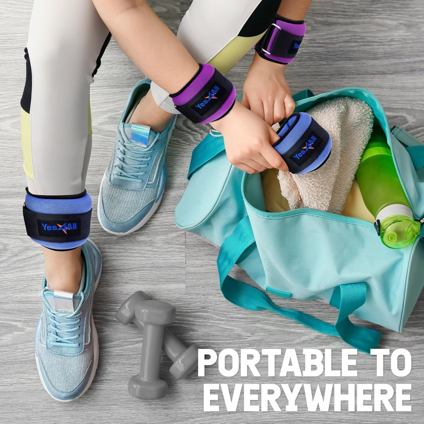 Yes4All Wrist & Ankle Weights Pair 1lb -10lbs for Women, Men Adjustable Strap - Walking, Jogging, Pilates, Gym Fitness Workout (2 lbs x2, Blue)