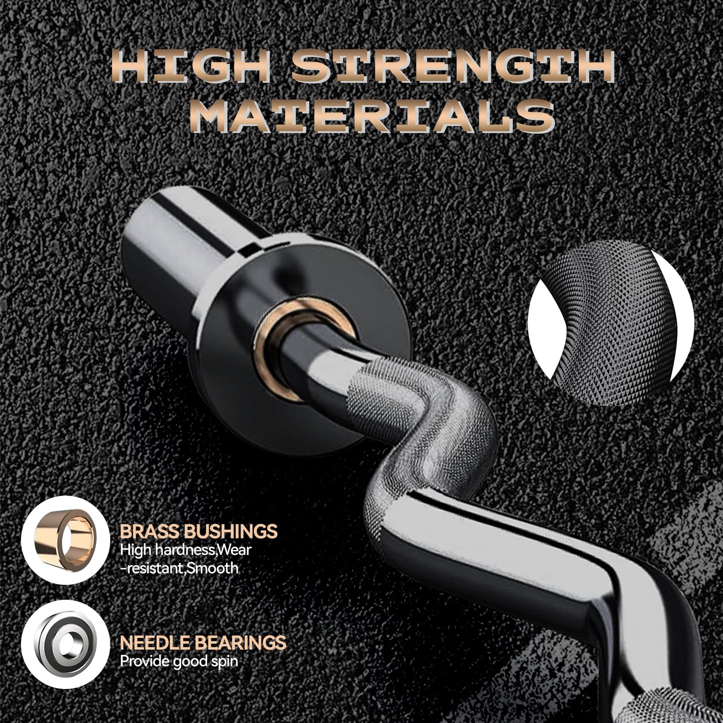 4FT Ez Curl Barbell Bar, O-Lympic Barbell Curl Bar with 2 Spring Collars, Bearing & Bronze Bushing Rotating Sleeves, Knurled Grip, Durable Rust-Proof Design for Squats/Curls/Bench Press, Black