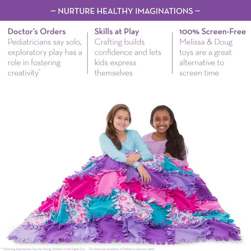 Melissa & Doug Flower Fleece Quilt No-Sew Craft Kit - 48 Squares, 4ft x 5ft for Creative Fun
