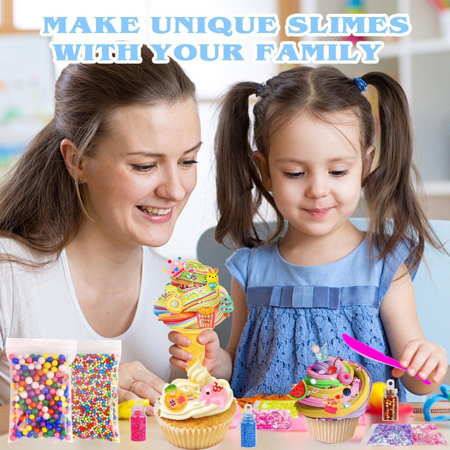 Skiennix Slime Making Supplies Kit - 175 Pack with Charms & Foam Balls for Creative Fun