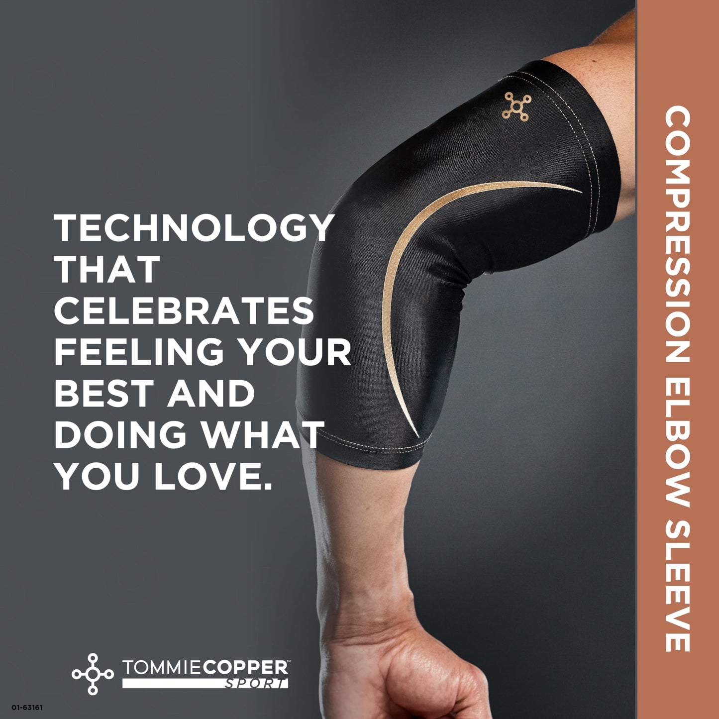 Tommie Copper Elbow Compression Sleeve (S/M, Black), 15-20 mmHg, 4D Stretch & Non-Slip Fit for Targeted Support, Patented Copper Znergy Fabric, Anti-Odor Benefits, Breathable Design