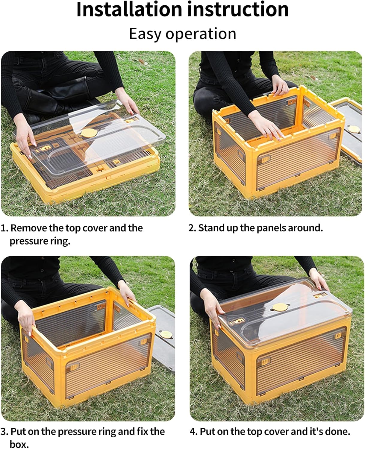 Stackable Storage Bins by [Brand Name] - 50-Liter Collapsible Organizers with Lids & Wheels | Ideal for Outdoor Camping, White