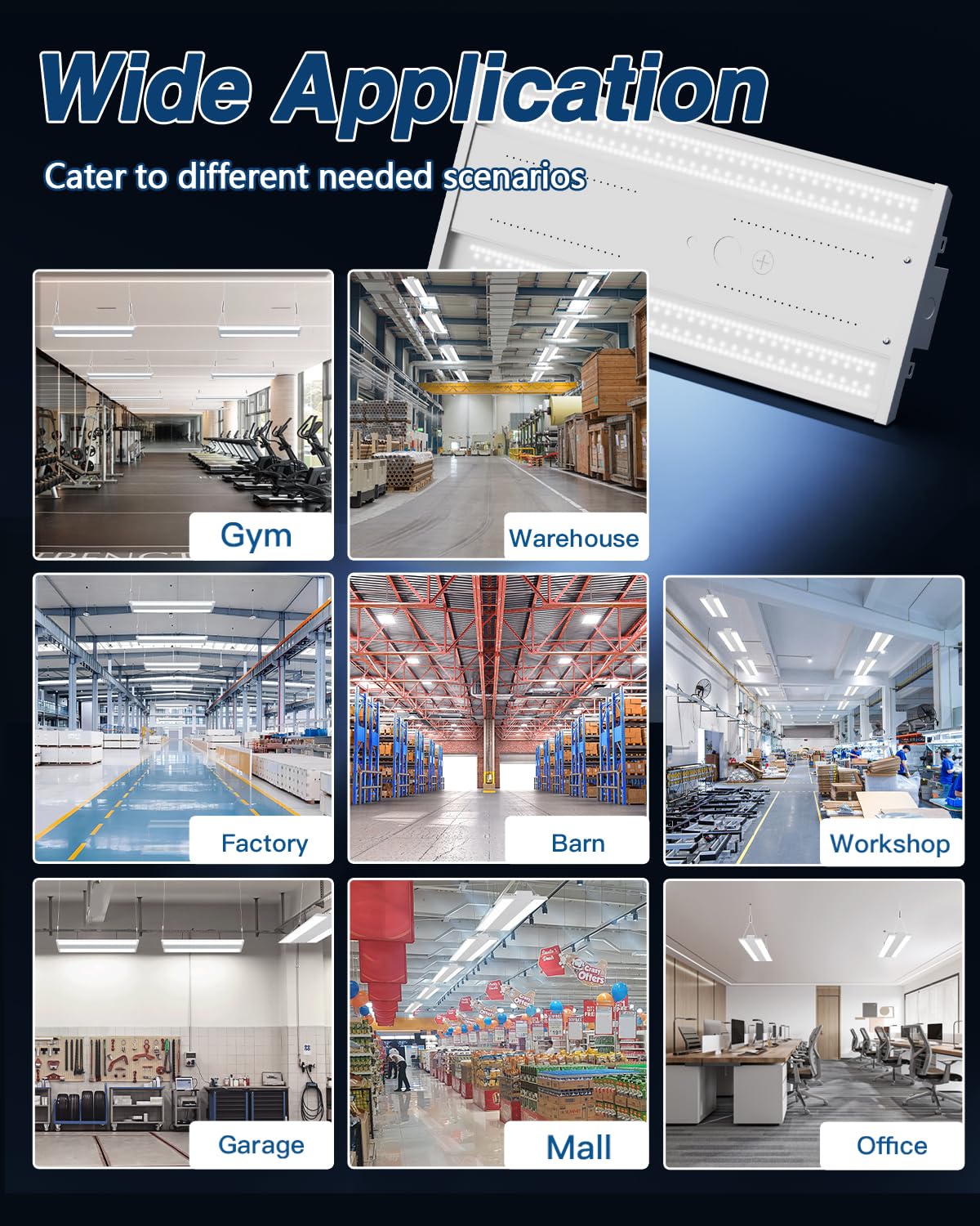 G GJIA LED Linear High Bay LED Shop Lights, 210W 31500LM 0-10V Dimmable 5000K Daylight, Adjustable LED High Bay Shop Lights Lighting Fixtures for Garage Warehouse Workshop, 4-Pack, UL