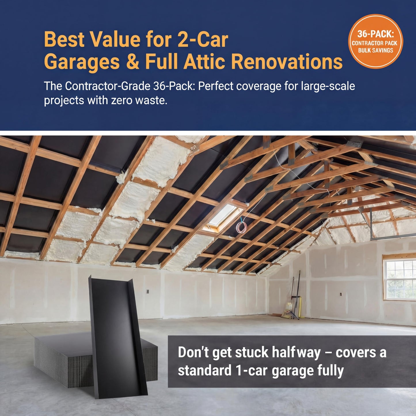 36 Pack 16 Attic Insulation Baffle, Black Durable Polypropylene Attic Baffles for 14½'' Rafter Bays with 2" Air Channel Rafter Vents Improve Roof Ventilation and Prevent Insulation Blockage