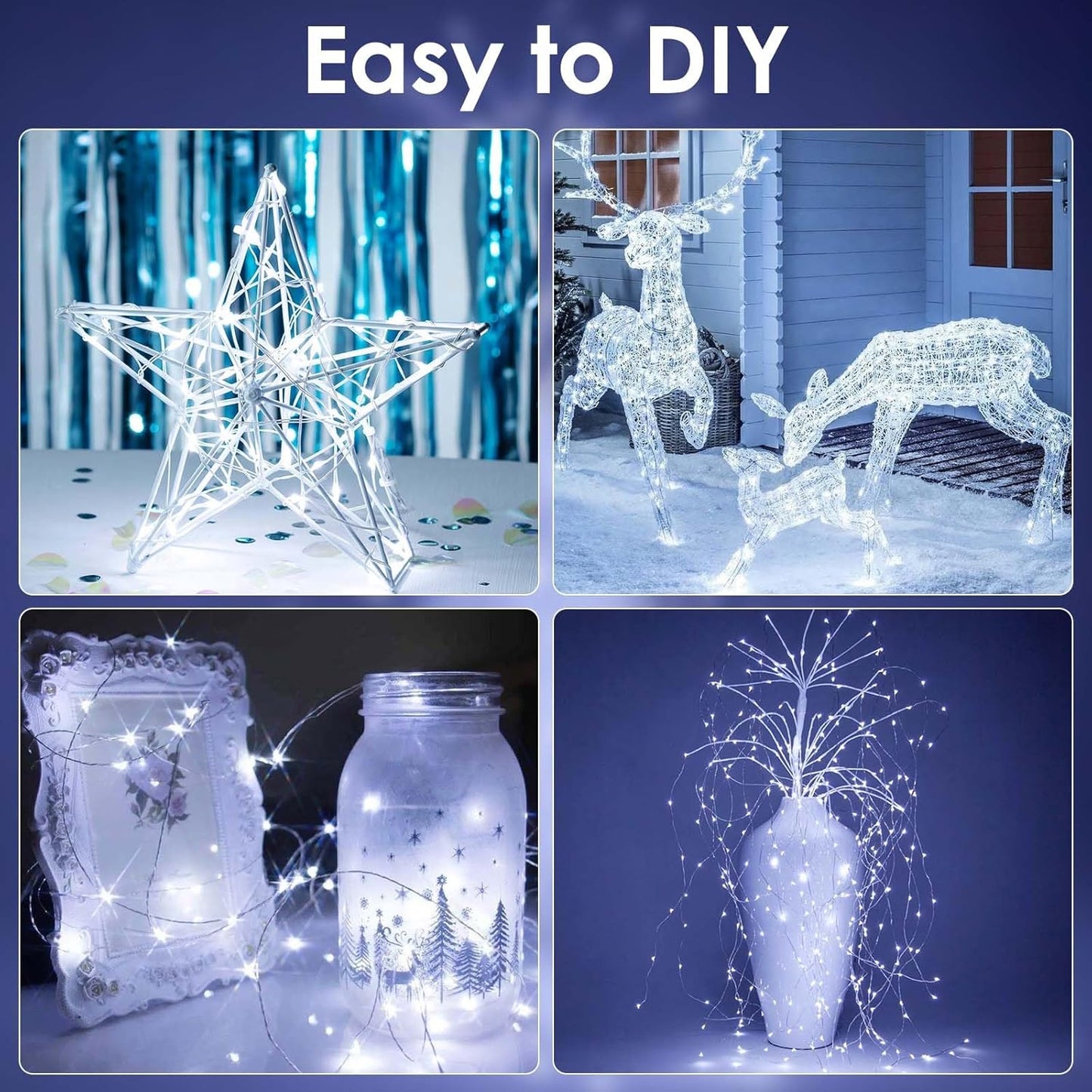 Skiennix 2-Pack Battery Operated Fairy Lights - Waterproof 16FT 50 LED String Lights for Indoor/Outdoor Decor | Cool White