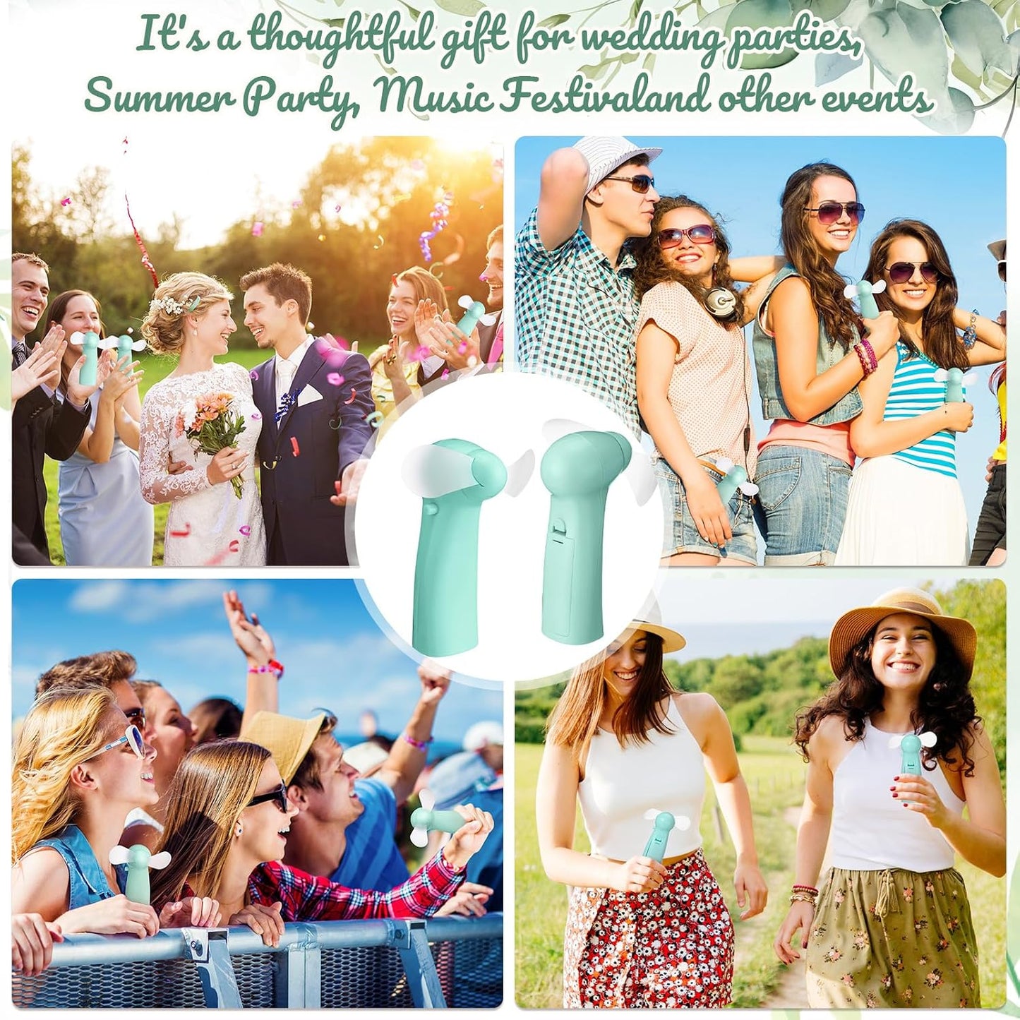 24 Summer Rossesay Pcs Mini Portable Electric Fan Bulk Powerful Personal Handheld Fan for Wedding Favors Music Festival