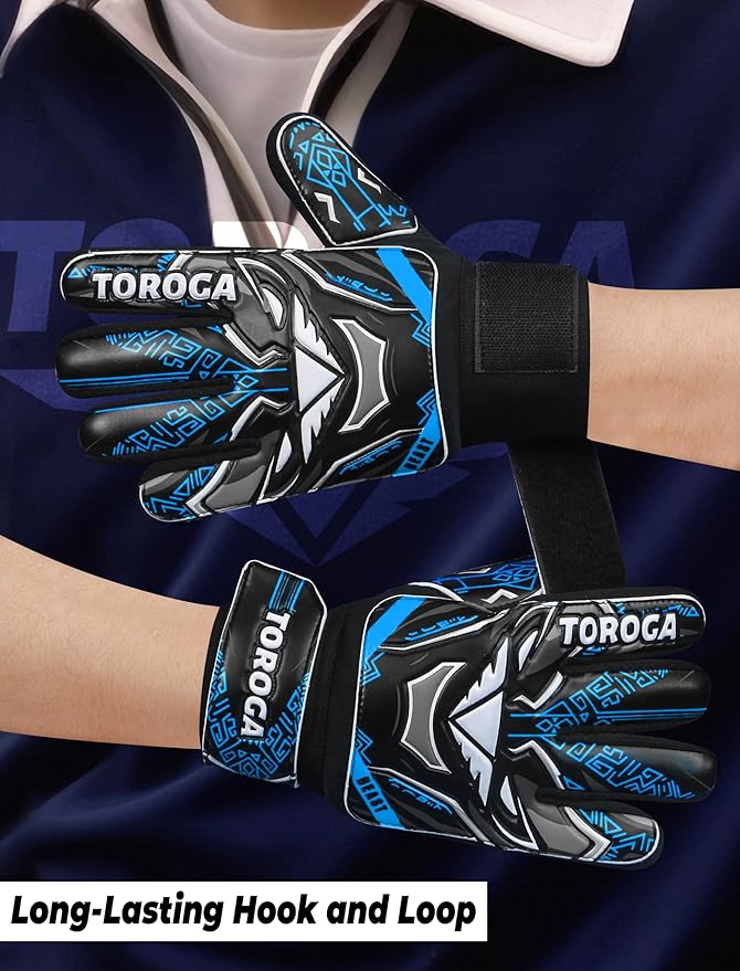 Goalkeeper Gloves for Kids & Youth – Soccer Goalie Gloves, Strong Latex Grip, Double Wrist Support & Breathable Mesh – Boys Football Gloves
