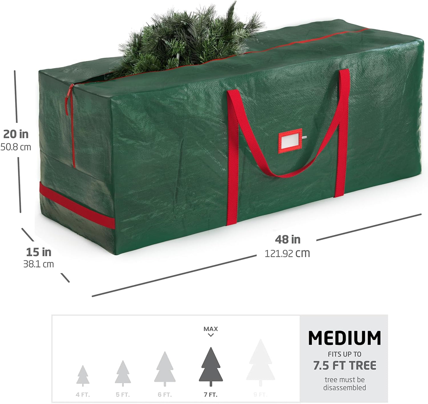 Zober Christmas Tree Storage Bag - Waterproof & Durable for 7.5 Ft Artificial Trees - Green