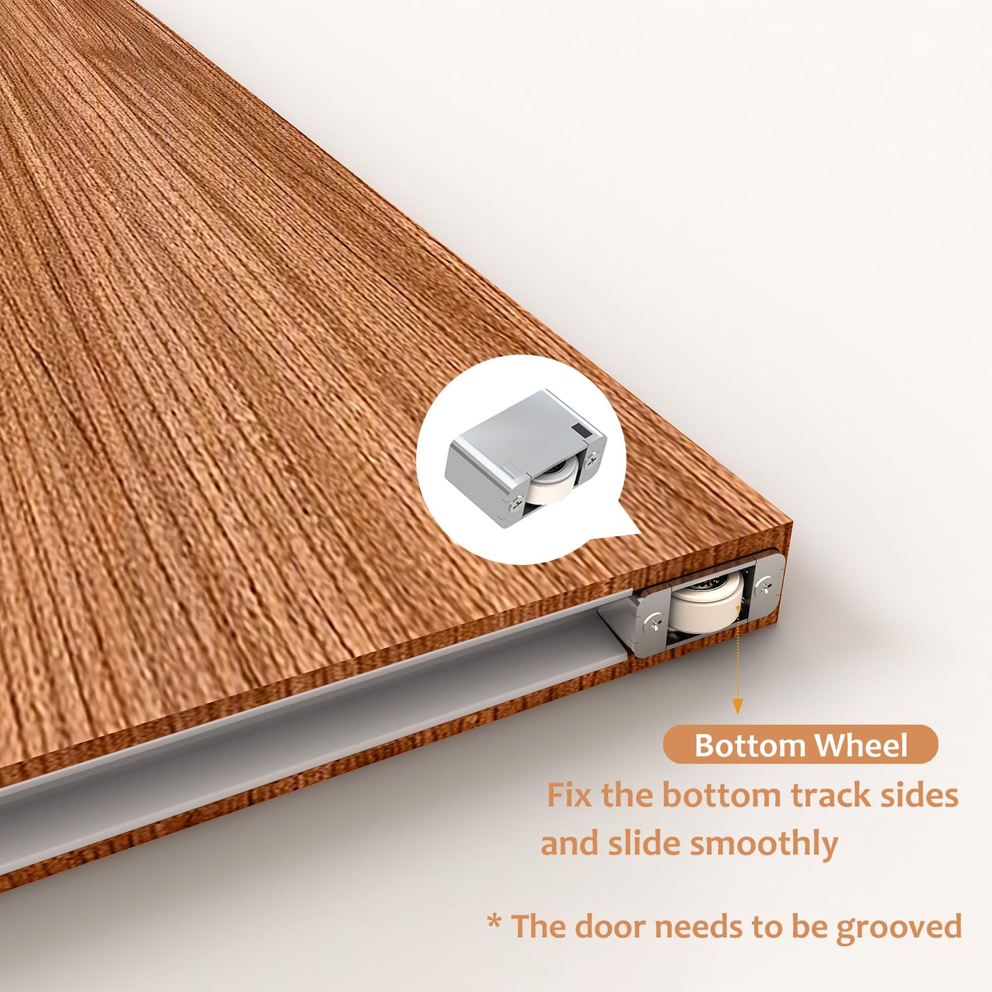 JUBEST 48" Concealed Barn Door Hardware Kit with Soft Close Mechanism, Wall Mounted Invisible Sliding Door Track for Opening Width 40" to 44", Hidden Barn Door Hardware Kit, Door Needs Groove