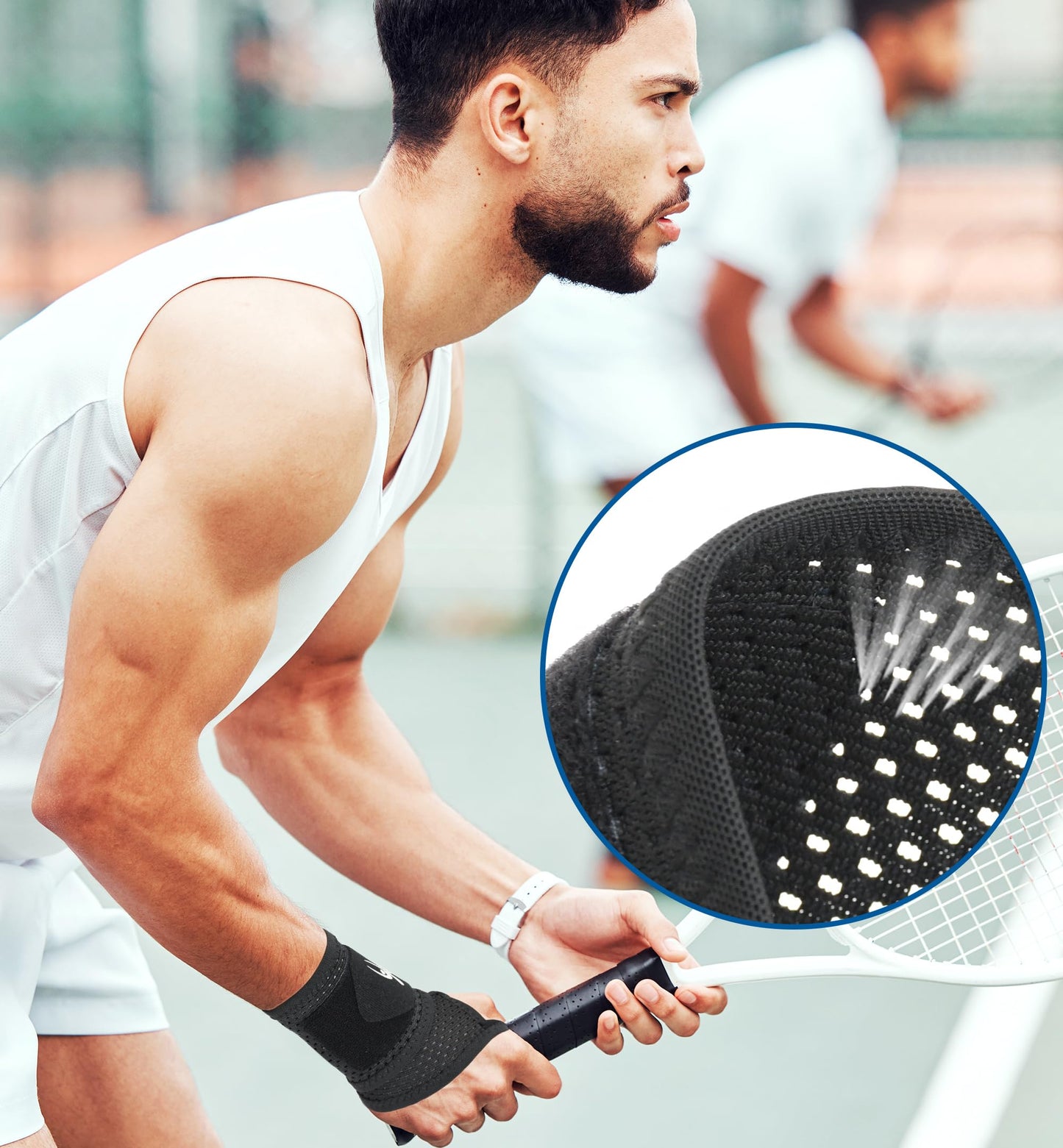 HiRui 2-Pack Ultra-Thin Mesh Wrist Wraps - Breathable, Adjustable Wrist Support for Workouts & Daily Use - Unisex Wrist Brace for Pain Relief, Tendonitis, Carpal Tunnel - One Size Fits All (Black)