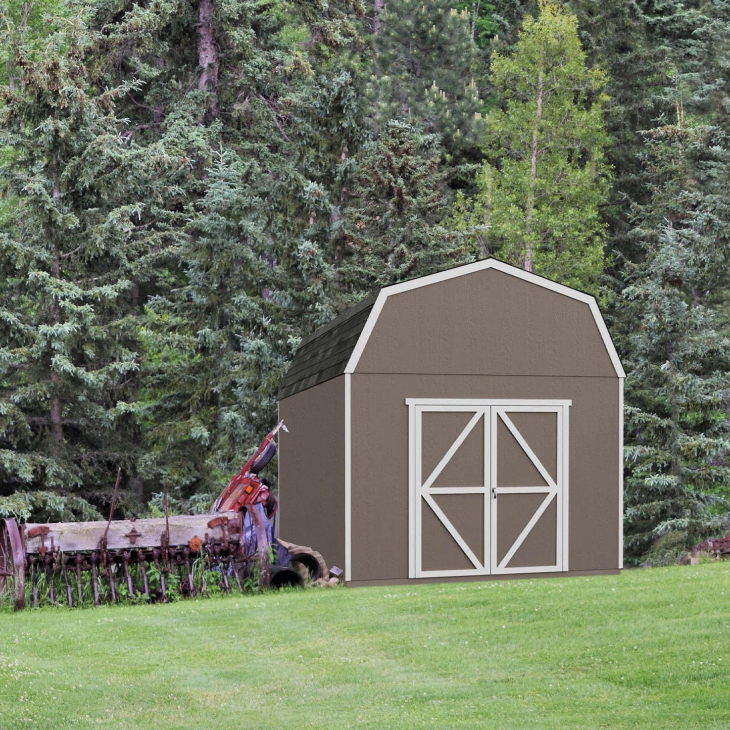 Handy Home Products Braymore 10x18 Do-It-Yourself Wooden Storage Shed with Floor Kit- Does not Include Paint or Roofing Shingles