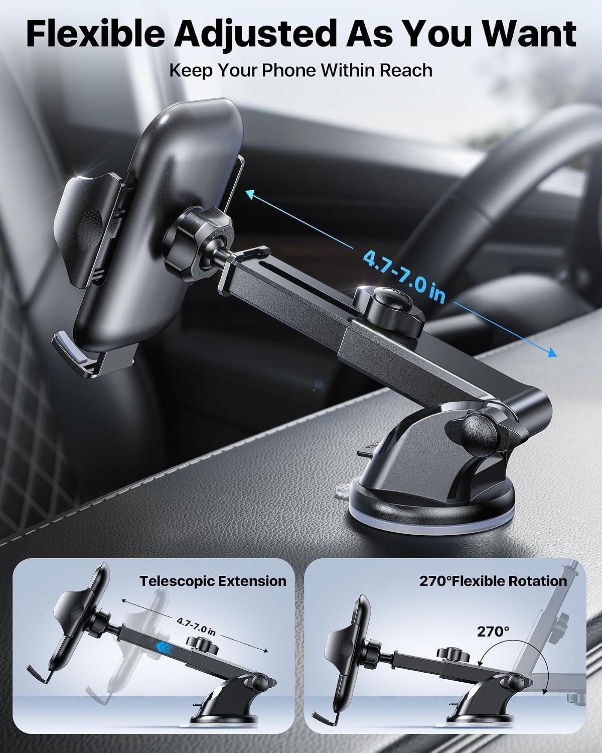 andobil 89+ LBS 2026 True Military-Grade Phone Holders for Your Car Strongest Suction & Clip Ultimate Car Phone Holder